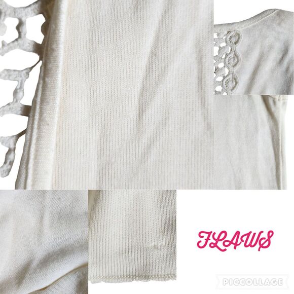 Self Esteem Off White Crochet Sleeveless Open Front Boho Vest sz S - Picture 6 of 12